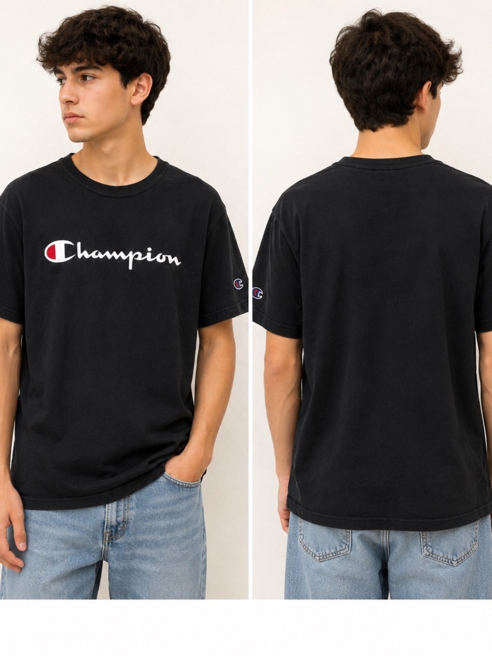 Champion Men's Classic Script Logo Short Sleeve heavyweight Cotton T-Shirt